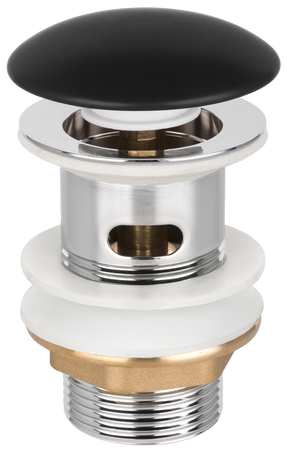 Invena ceramiczny korek click-clack z przelewem, czarny półmat SC-B1-CZP-W