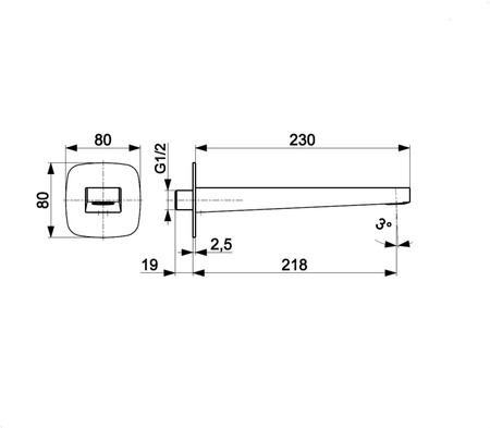 KFA wylot wannowy podtynkowy Malaga, gun metal grey PVD 836-007-61