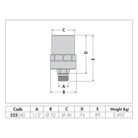 Caleffi tłumik uderzeń hydraulicznych 1/2" ANTISHOCK 525040