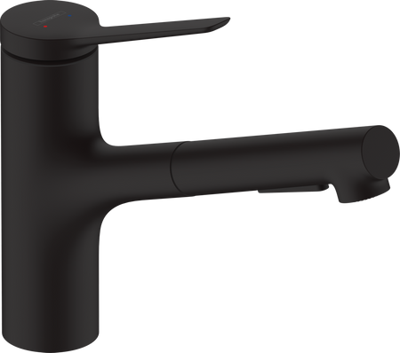 Hansgrohe jednouchwytowa bateria kuchenna z wyciąganą wylewką Zesis M33, czarny mat 74800670