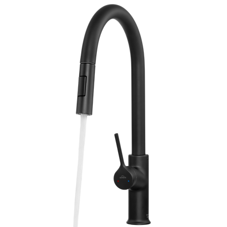 Invena bateria kuchenna z wyciąganą wylewką Farsala, czarny BZ-40-U04-S