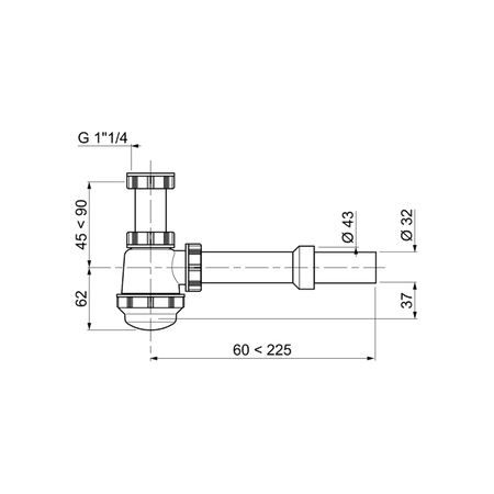 Wirquin syfon umywalkowy/bidetowy butelkowy niski 1 1/4"x32 mm bez spustu 31780103