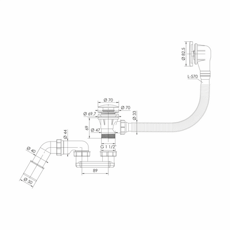 Instadrain syfon do wanny czyszczony od góry klik-klak, chrom 2645