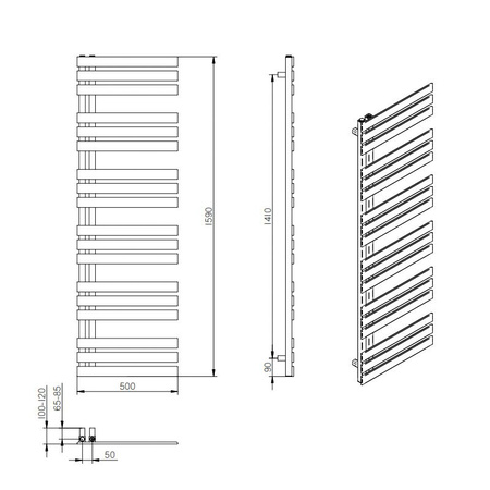 Radeco grzejnik łazienkowy dekoracyjny BRUNO Kolor 4 1590x500x50, biały BRUNOKOLOR4RAL9016