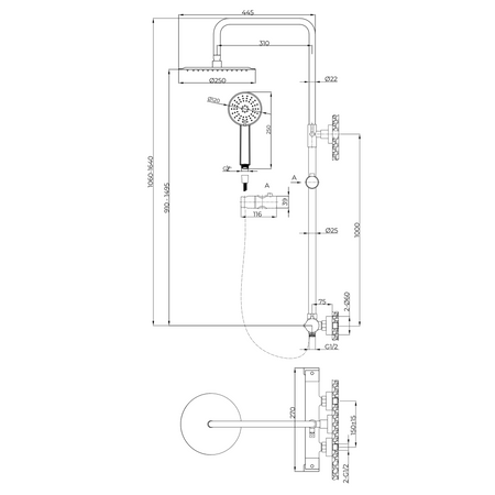 Invena zestaw prysznicowy z deszczownicą i baterią termostatyczną Gold, złoty AU-16-009-X