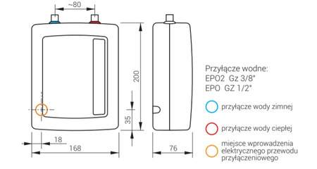WYPRZEDAŻ: Kospel elektryczny przepływowy podgrzewacz wody EPO2-4 4,4kW/230V~ EPO2-4.PL