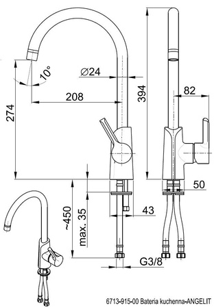 WYPRZEDAŻ: KFA bateria zlewozmywakowa stojąca Angelit 6713-915-00