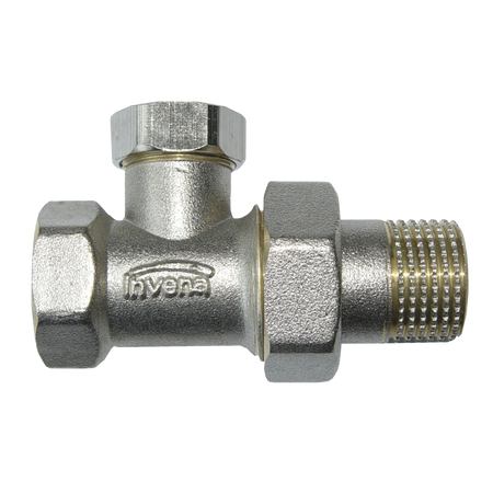 Invena zawór grzejnikowy prosty powrotny do rur stalowych ze śrubunkiem 1/2" CZ-51-P15-W