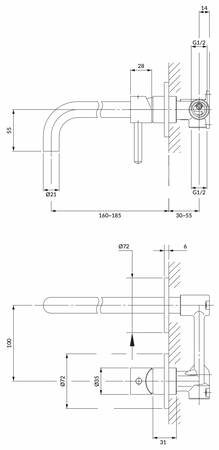 Omnires bateria umywalkowa podtynkowa Y nikiel Y1215HNI