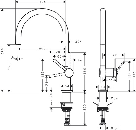 Hansgrohe bateria kuchenna stojąca 220 Eco 1jet Talis M54, czarny matowy 72843670