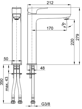 KFA bateria umywalkowa MOKAIT nablatowa stojąca, chrom 5532-612-00