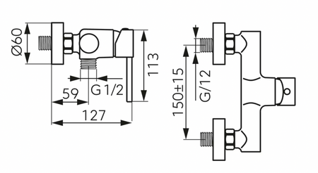 Ferro bateria natryskowa ścienna FIESTA BRIGHT GOLD, złoty BFI7G