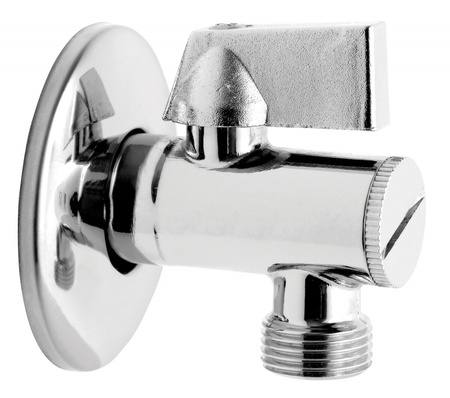 Ferro zawór kulowy kątowy 1/2" x 3/8" z rozetą i filtrem, uchwyt aluminiowy EZ1238KF