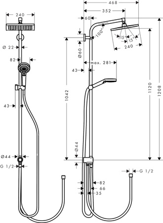 Hansgrohe komplet prysznicowy Crometta E 240 1jet Reno, EcoSmart 9 l/min, chrom 27289000