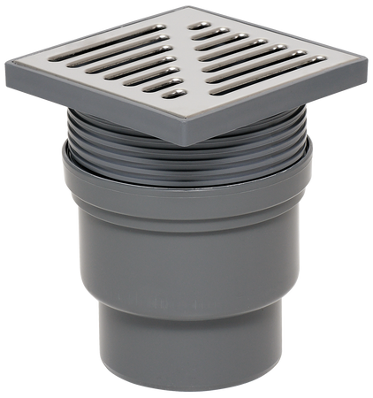 Tycner wpust kanalizacyjny regulowany z wyjściem prostym 110 mm, ruszt nierdzewny 886