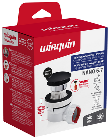Wirquin syfon umywalkowy Nano quick-clack, czarny mat 30723978