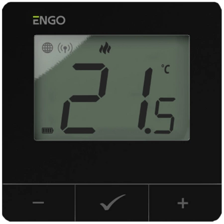 Engo natynkowy, internetowy regulator temperatury ZigBee/868 MHz zasilany bateryjnie 230V, czarny E25-BATB