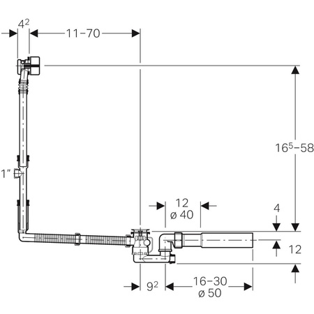 WYPRZEDAŻ: Geberit zestaw odpływowo-przelewowy Delta, do wanien niestandardowych i baterii podtynkowej 150.701.00.1