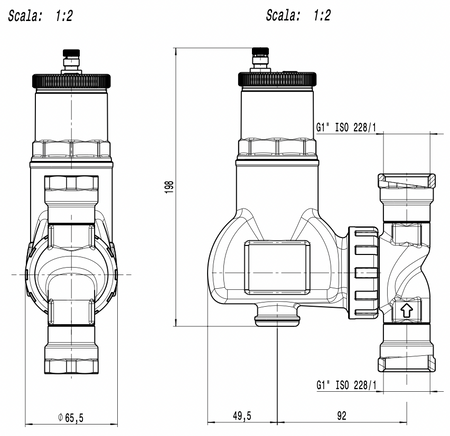 Caleffi separator powietrza DISCAL, seria 551, 1" GW 551706