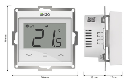 Engo internetowy, podtynkowy regulator temperatury do ramki, biały E55-W