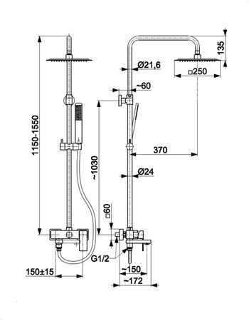 KFA deszczownia z baterią natryskową i składaną wylewką Logon, brushed light gold PVD 5136-925-39