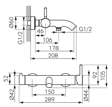 Ferro bateria wannowa z zestawem natryskowym CIRICULUS, gun metal BCK11GM