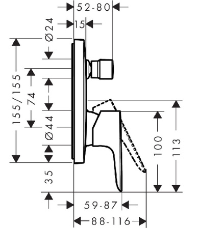 Hansgrohe jednouchwytowa bateria wannowa Talis E, montaż podtynkowy, element zewnętrzny 71745000