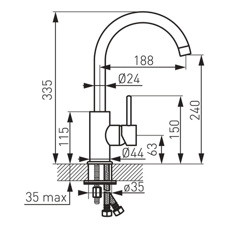 Ferro bateria zlewozmywakowa stojąca LUGIO, czarny BLG4BL