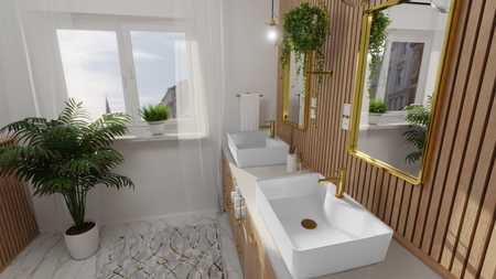 Invena bateria umywalkowa Glamour, złoty BU-02-009-V