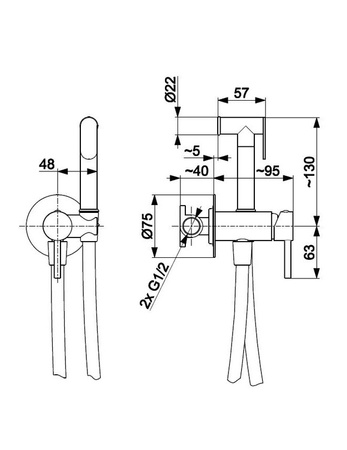WYPRZEDAŻ: KFA bateria bidetowa MOZA podtynkowa, chrom 5039-512-00