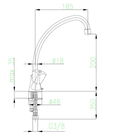 KFA bateria STANDARD zlewozmywakowa stojąca uchwyt czworokątny 303-415-00