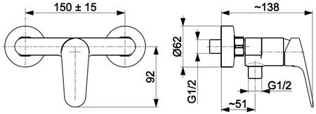 KFA bateria natryskowa ścienna OTAVA chrom 5556-010-00