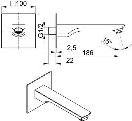 KFA bateria wylot wannowy podtynkowy MOKAIT 836-002-00