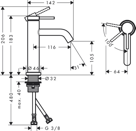 Hansgrohe bateria umywalkowa Tecturis S 110 CoolStart EcoSmart+, czarny 73312670