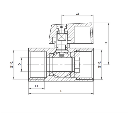 KFA zawór kulowy mini nakrętno-nakrętny 1/2" 703-110-15