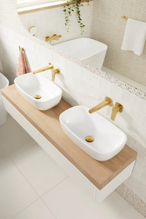 KFA bateria umywalkowa podtynkowa Malaga, złoty szczotkowany PVD 4529-810-31