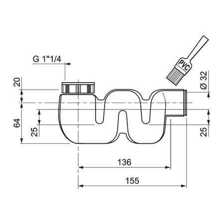 Wirquin syfon umywalkowy/bidetowy Compact 1 1/4"x32 mm niski bez spustu SP3198