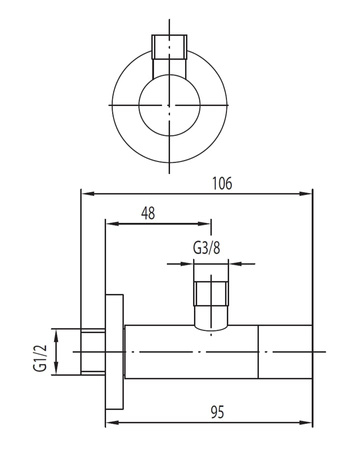 KFA zawór kątowy walcowy 1/2" x 3/8" 244-040-00