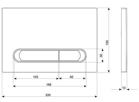 KK-POL przycisk spłukujący M09, chrom połysk 350/PPG/060-00-00