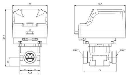 Afriso zawór 2-drogowy strefowy AZV 442, DN15, G3/4", Kvs 10 m3/h, NC 1644210
