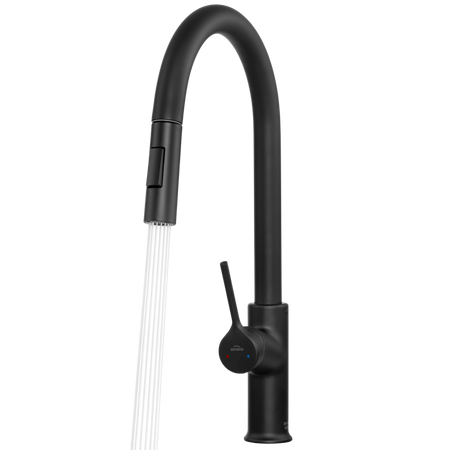 Invena bateria kuchenna z wyciąganą wylewką Farsala, czarny BZ-40-U04-S