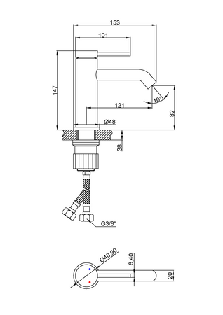 Invena bateria umywalkowa Kalitea, czarny BU-72-004-V