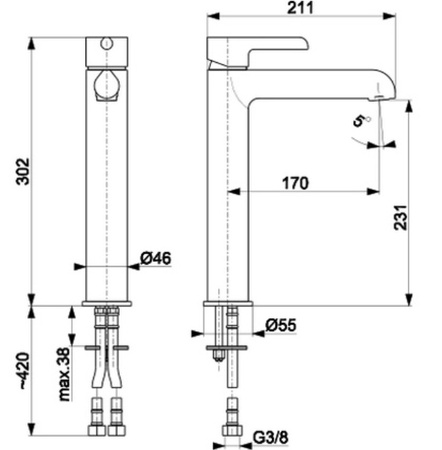 KFA ANGELIT bateria umywalkowa nablatowa stojąca, chrom 4722-612-00