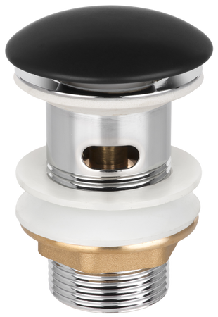 Invena ceramiczny korek click-clack z przelewem, czarny półmat SC-B1-CZP-W