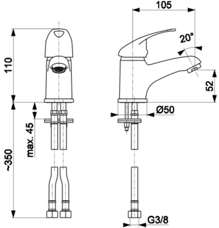 KFA bateria umywalkowa stojąca JASPIS 542-815-00