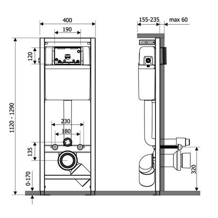 WYPRZEDAŻ: KK-POL zestaw podtynkowy do WC Aquafiori Economic ZSP/M400/0/K