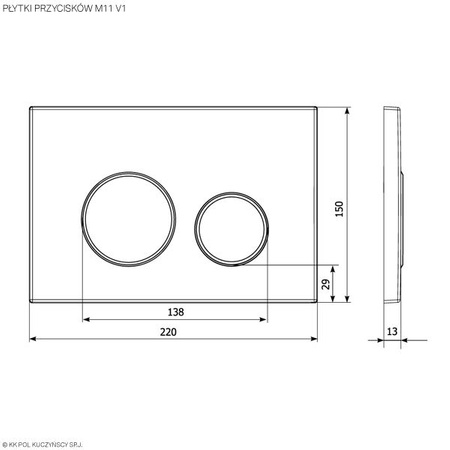 WYPRZEDAŻ: KK-POL płytka przycisków M11v1 czarna/czarne SPP/146/0/K