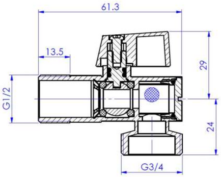 Invena zawór kulowy odcinający z filtrem, z metalowym pokrętłem do baterii, dolnopłuka lub pralki 1/2"X3/4" ZW-12-W20 