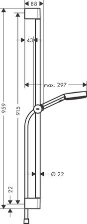 Hansgrohe zestaw prysznicowy 105 3jet Relaxation z drążkiem 90 cm, czarny matowy 24170670