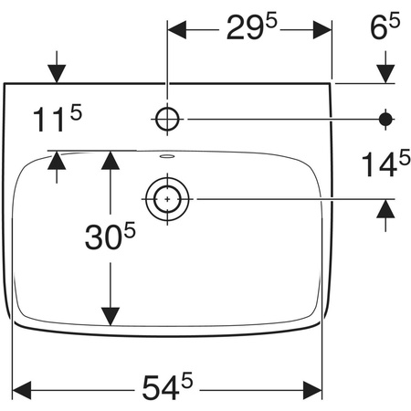 Geberit umywalka Selnova Square, z przelewem, z otworem na baterię 500.300.01.7